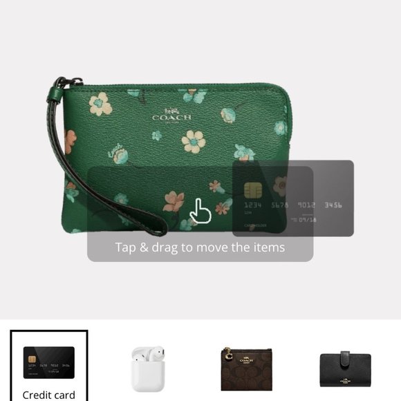 Coach Women's Canvas Mystical Floral Print Corner Zip Wristlet NWT Green Floral - Picture 7 of 10